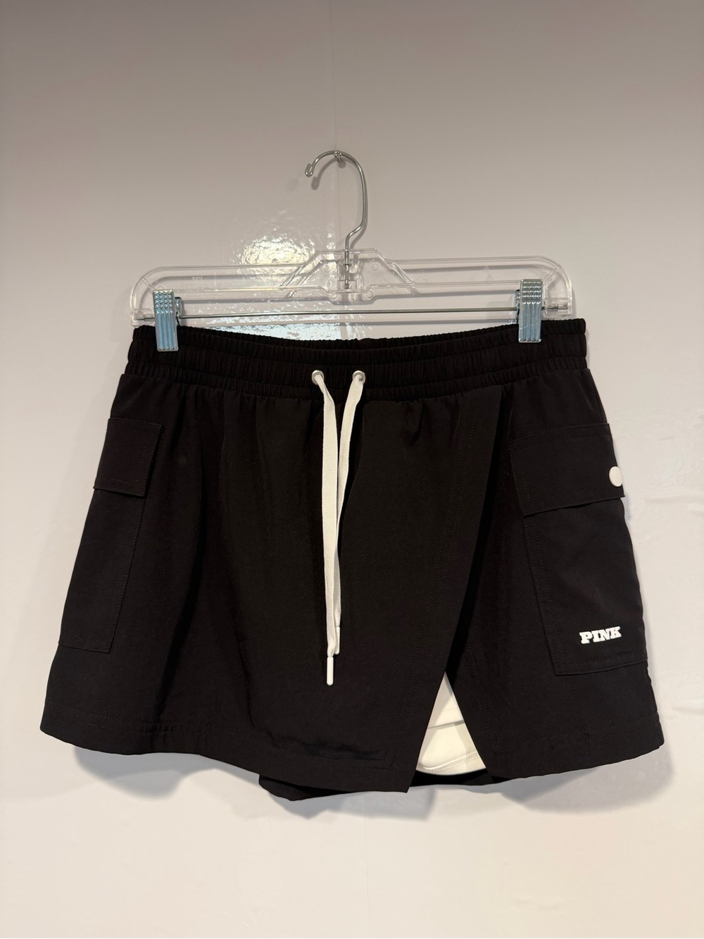 PINK Victoria's Secret Black Cargo Drawstring‎ Pocket Skort NWT